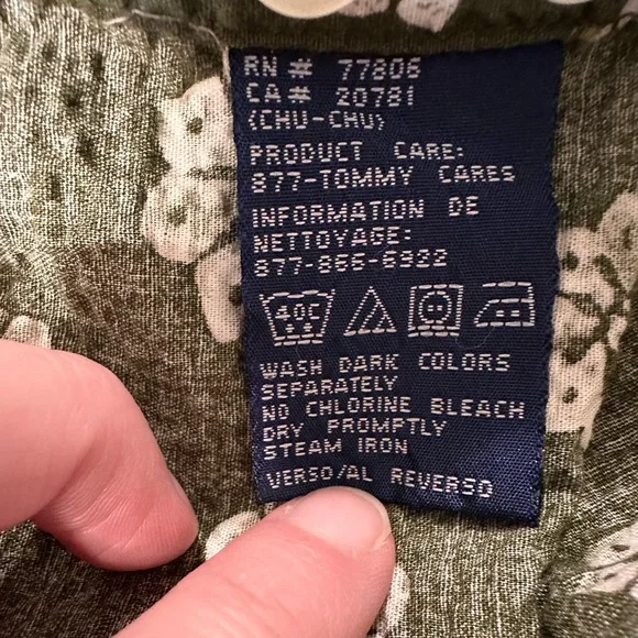 NWT Tommy Hilfiger Green Hawaiian Style Short Sleeved Button Down Size M - Picture 5 of 5
